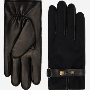 Violetta (black) - Italian tweed women's gloves with touchscreen capability and adjustable snap button