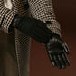 Violetta (black) - Italian tweed women's gloves with touchscreen capability and adjustable snap button