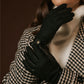 Violetta (black) - Italian tweed women's gloves with touchscreen capability and adjustable snap button
