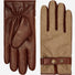 Violetta brown Italian tweed women's winter gloves with touchscreen fingertips and adjustable snap button, by Leather Gloves Online.