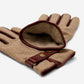 Violetta (brown) - Italian tweed women's gloves with touchscreen capability and adjustable snap button