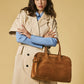 Viviana (cognac) - Italian suede leather women’s handbag