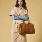 Viviana (cognac) - Italian suede leather women’s handbag