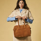 Viviana (cognac) - Italian suede leather women’s handbag
