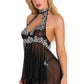 High Neck Contrast Lace Babydoll