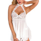 High Neck Contrast Lace Babydoll