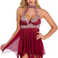 High Neck Contrast Lace Babydoll