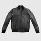 Whet Blu NYC Dani women's fashion leather bomber jacket in black with zip front and ribbed trim