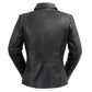 Whet Blu NYC Fleur women's black lambskin leather jacket, back view