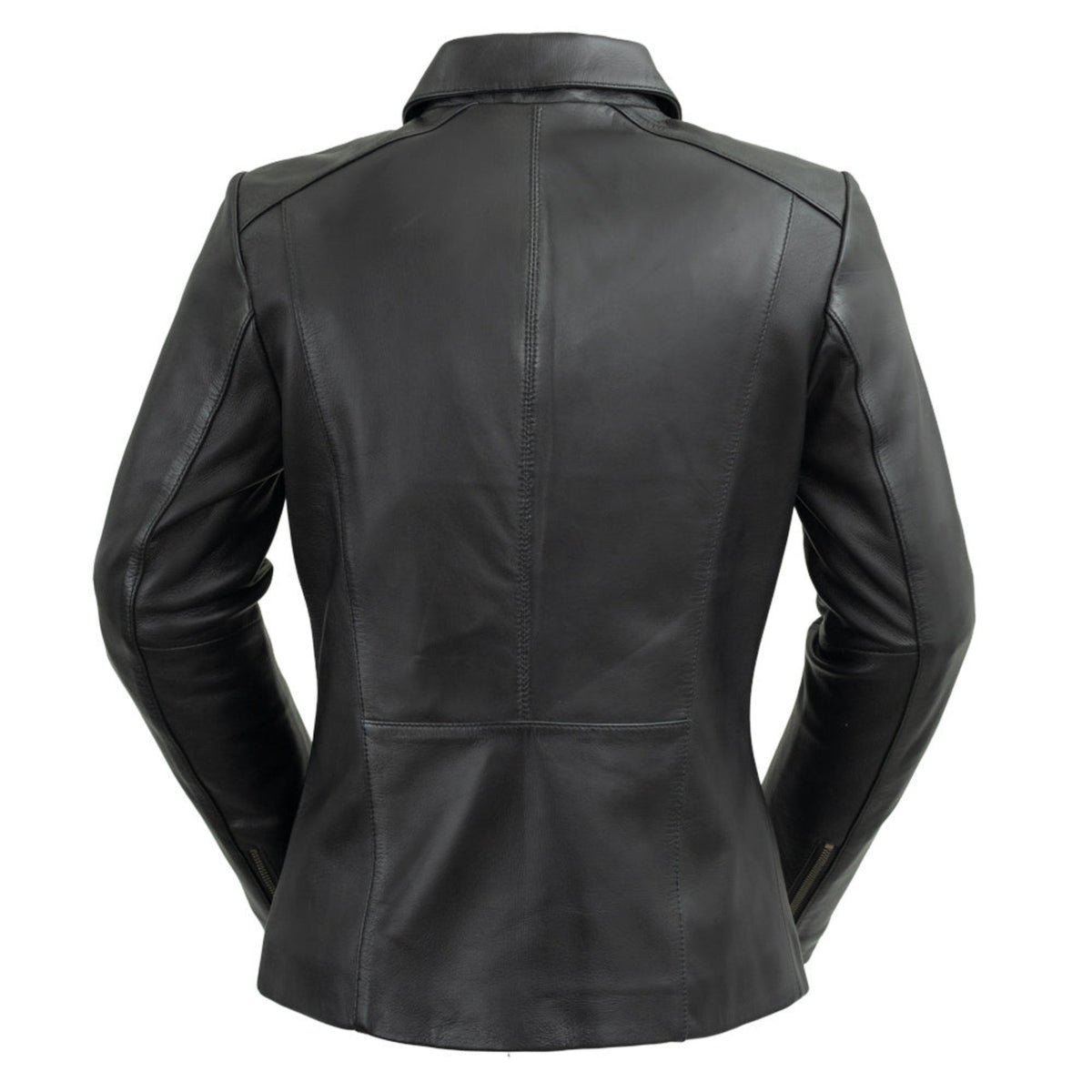 Whet Blu NYC Fleur women's black lambskin leather jacket, back view
