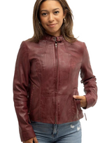 Whet Blu NYC Rexie women's lambskin leather jacket in black with zip front and tailored fit