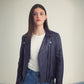 Whet Blu NYC Adeline women's purple lambskin asymmetrical leather jacket close-up