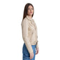 Whet Blu NYC Sophia women's lambskin leather biker jacket in oil sand, side view