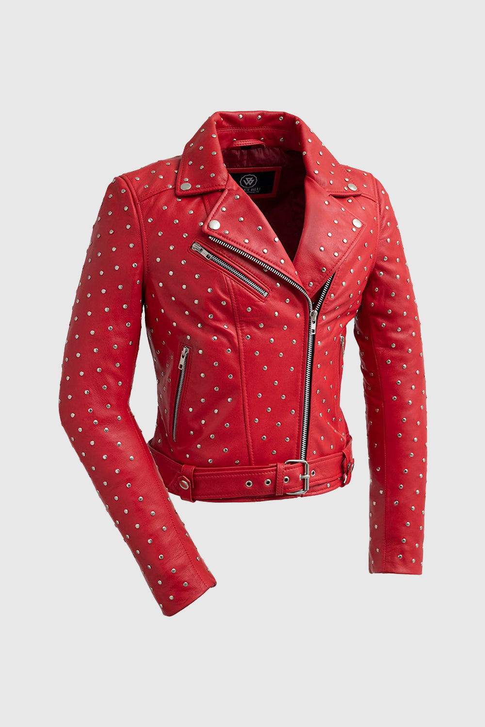 Whet Blu NYC Claudia women's red fashion leather jacket, front view