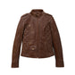 Whet Blu NYC Alessandra women's whiskey lambskin moto jacket front view