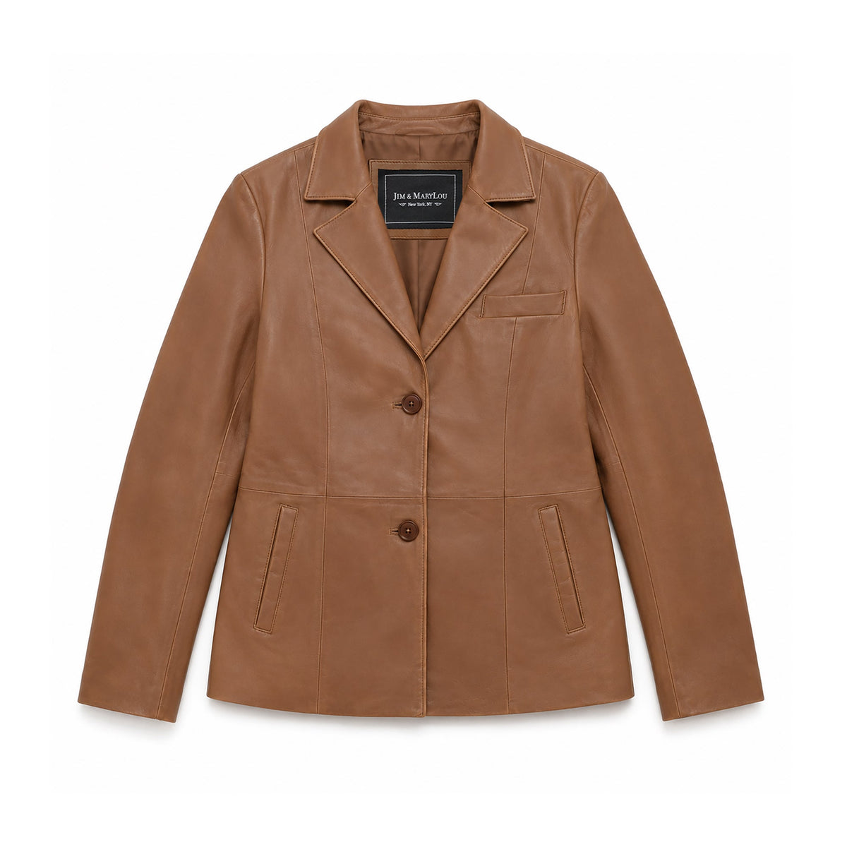 Whet Blu NYC Jill women's whiskey lambskin leather blazer jacket front view