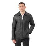 Whet Blu NYC James men's black leather blazer jacket front view