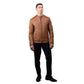 Whet Blu NYC Lucas men's lambskin leather moto jacket in whiskey brown, front view