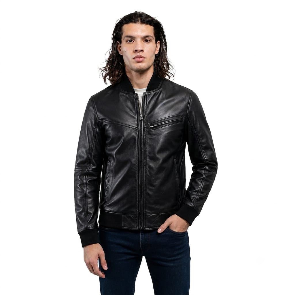Whet Blu NYC Aviator men's bomber leather jacket with classic flight-inspired design