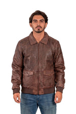 Whet Blu NYC Duke men's leather bomber jacket in black with classic ribbed trim