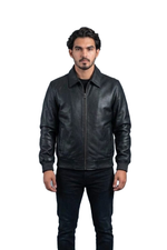 Whet Blu NYC Castor men's leather bomber jacket in classic leather design