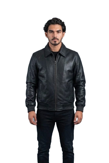 Whet Blu NYC Castor men's leather bomber jacket in classic leather design