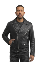 Whet Blu NYC Jay men's fashion leather jacket in black leather, front view