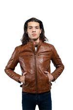 Whet Blu NYC Zack men's fashion leather jacket in black leather with zip front and side pockets