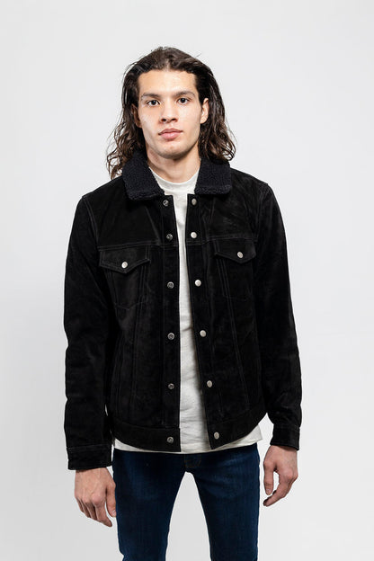 Luke Men's Faux Shearling Suede Trucker Jacket