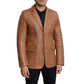 Whet Blu NYC Dom men's whiskey leather blazer jacket front view