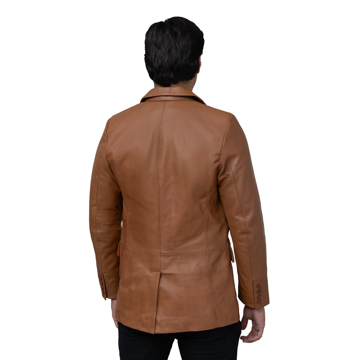 Whet Blu NYC Dom men's whiskey leather blazer jacket front view