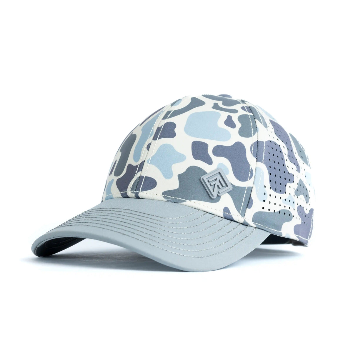 Terreno Hats Ridge Wetland Camo hat featuring a camouflage pattern with a curved brim and adjustable strap.