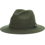 Scala Victoria olive wool felt fedora hat by HatCountry, three-quarter view