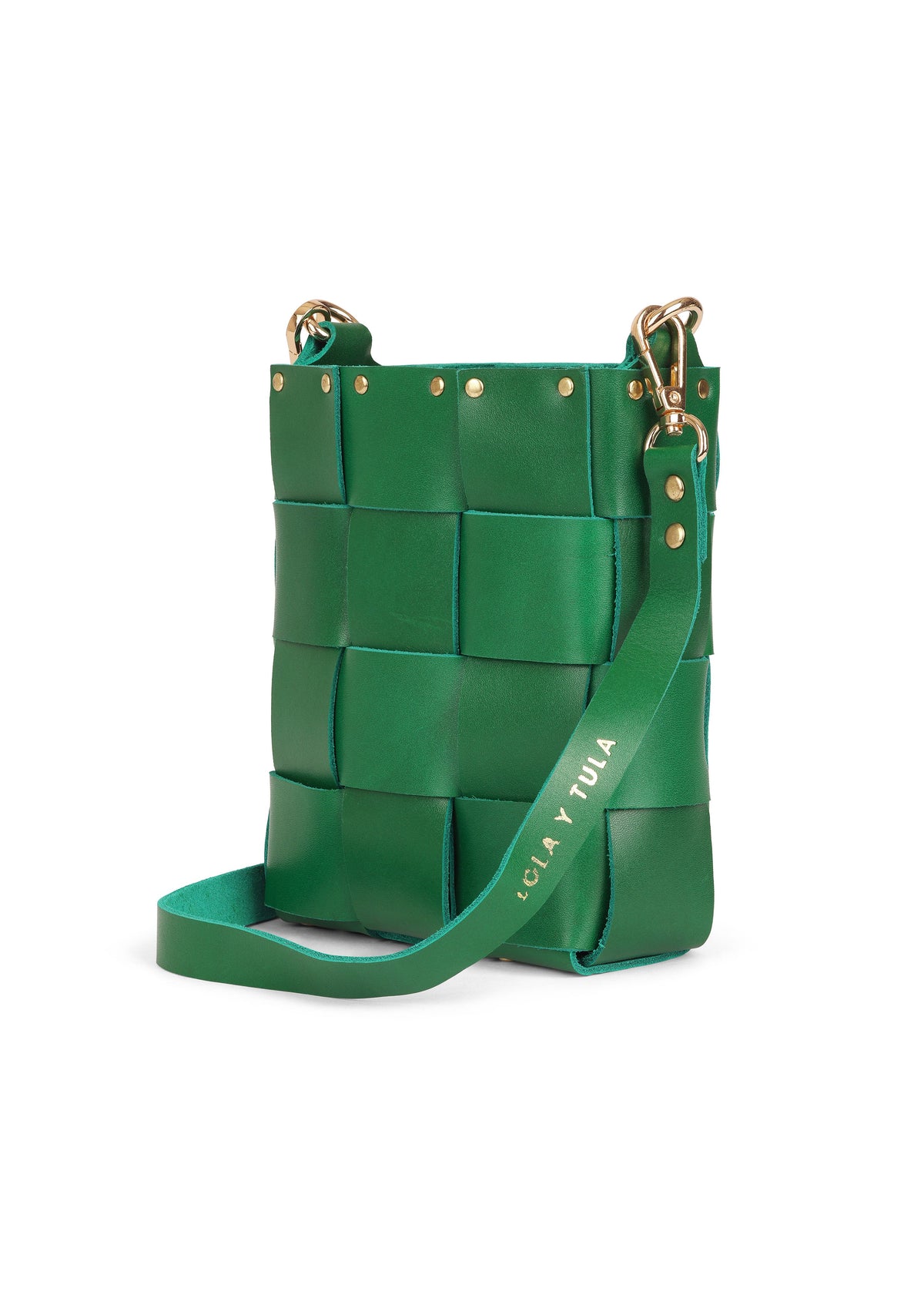 Mini Tula Green bag by LOLA Y TULA featuring compact design, green color, and stylish leather details.
