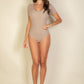Ribbed Scoop Neck Short Sleeve Bodysuit - Farnelli