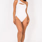Ribbed Knit Cut Out One Shoulder Bodysuit - Farnelli