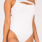 Ribbed Knit Cut Out One Shoulder Bodysuit - Farnelli
