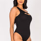 Ribbed Knit Cut Out One Shoulder Bodysuit - Farnelli