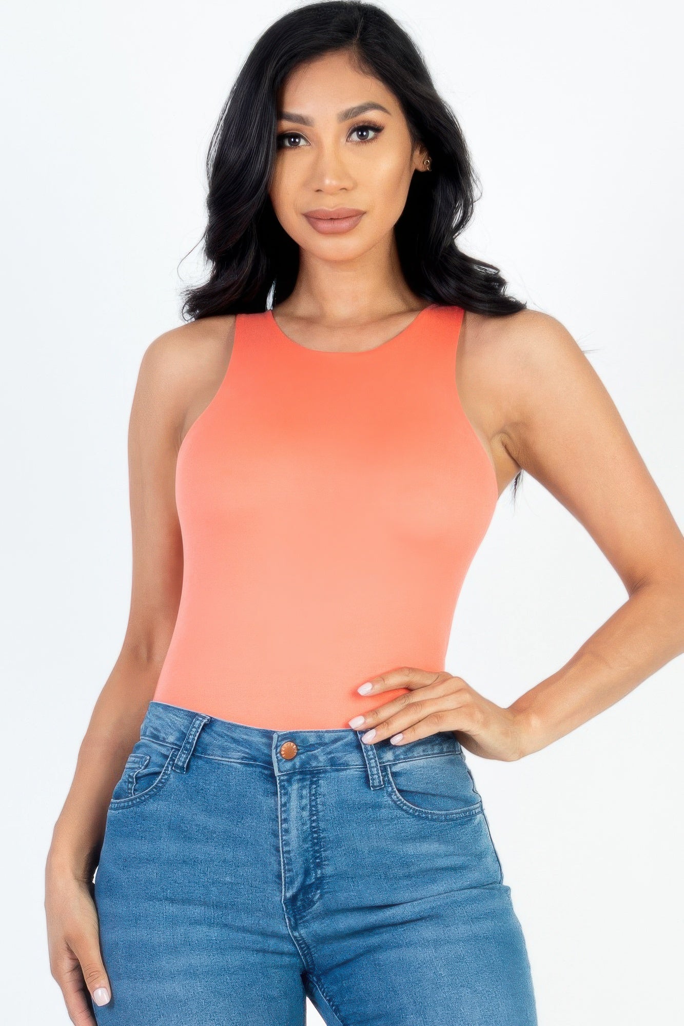 Casual Solid Tank Bodysuit - Farnelli