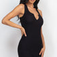 Ribbed Split Neck Tank Mini Dress - Farnelli
