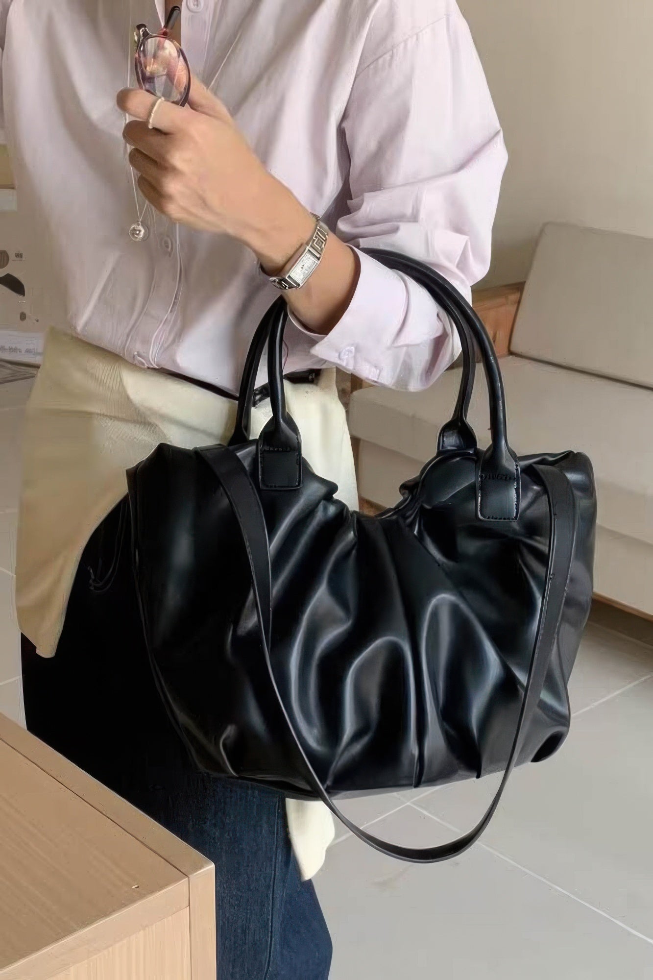 Faux Leather Tote Bag - Farnelli