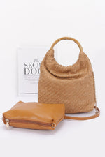 Faux Straw Bamboo Handle Handbag - Farnelli
