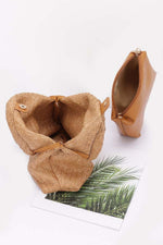 Faux Straw Bamboo Handle Handbag - Farnelli