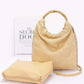 Faux Straw Bamboo Handle Handbag - Farnelli