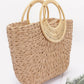 Faux Straw Bamboo Handle Tote Bag - Farnelli