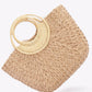 Faux Straw Bamboo Handle Tote Bag - Farnelli