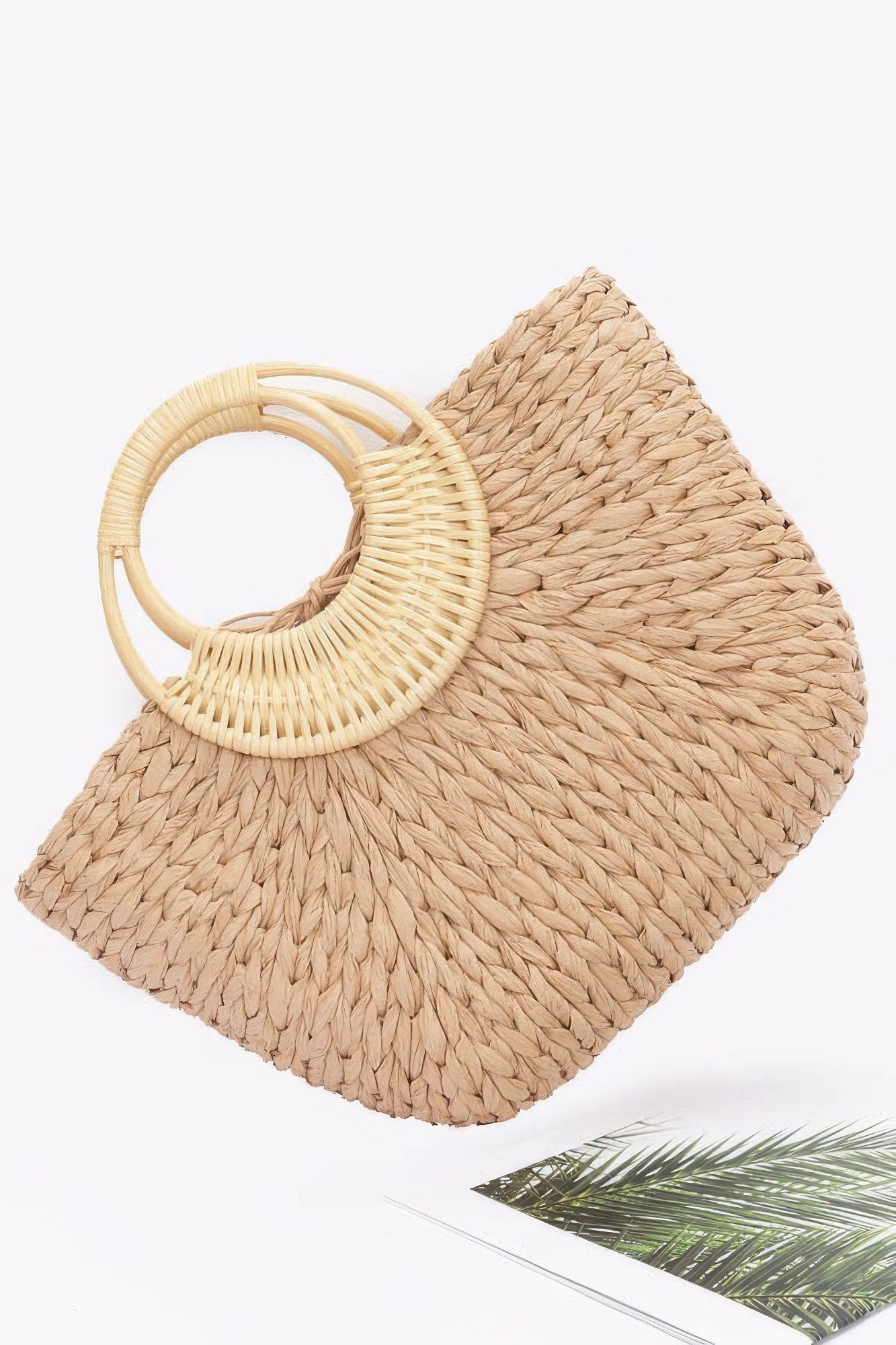 Faux Straw Bamboo Handle Tote Bag - Farnelli