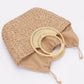 Faux Straw Bamboo Handle Tote Bag - Farnelli