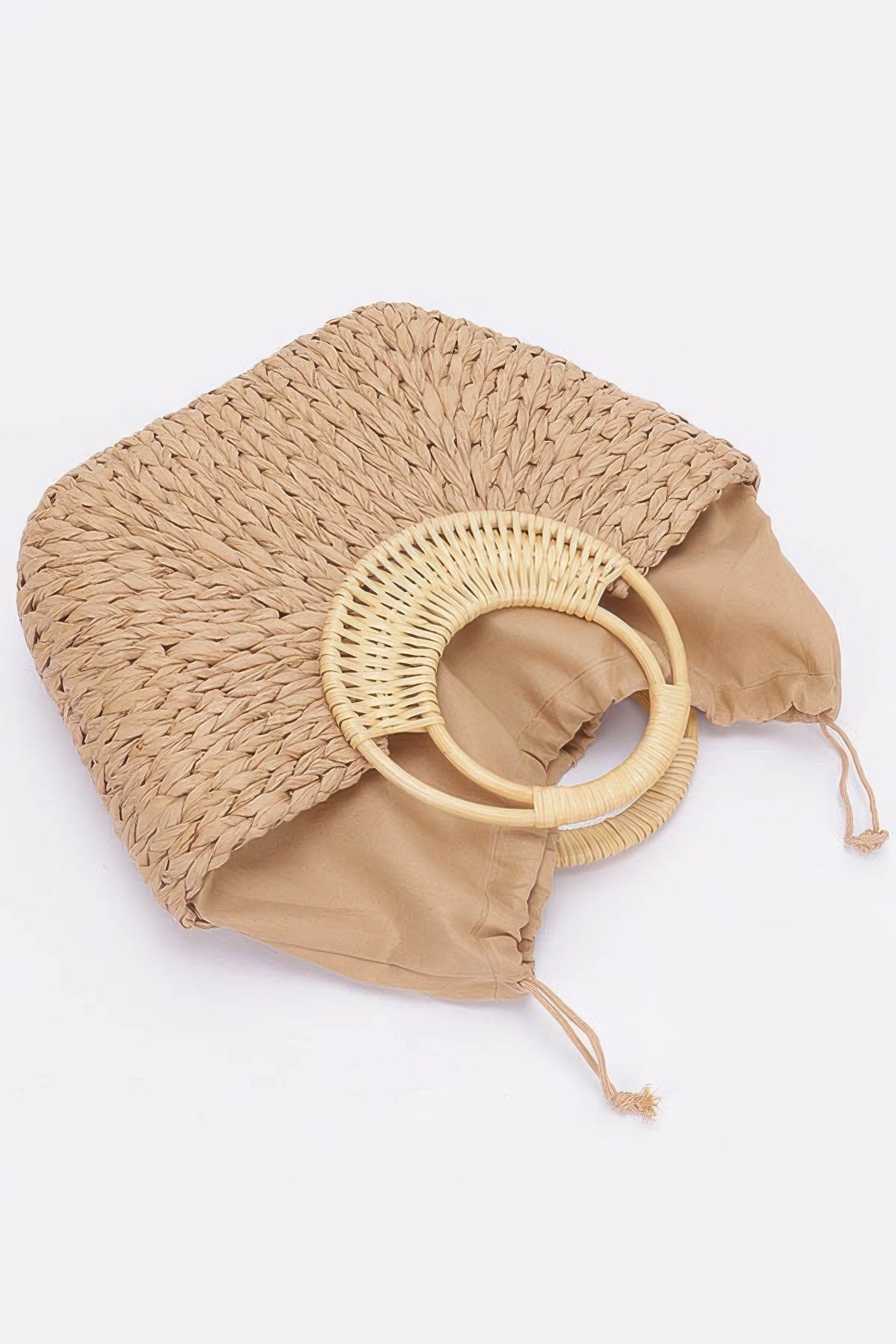 Faux Straw Bamboo Handle Tote Bag - Farnelli