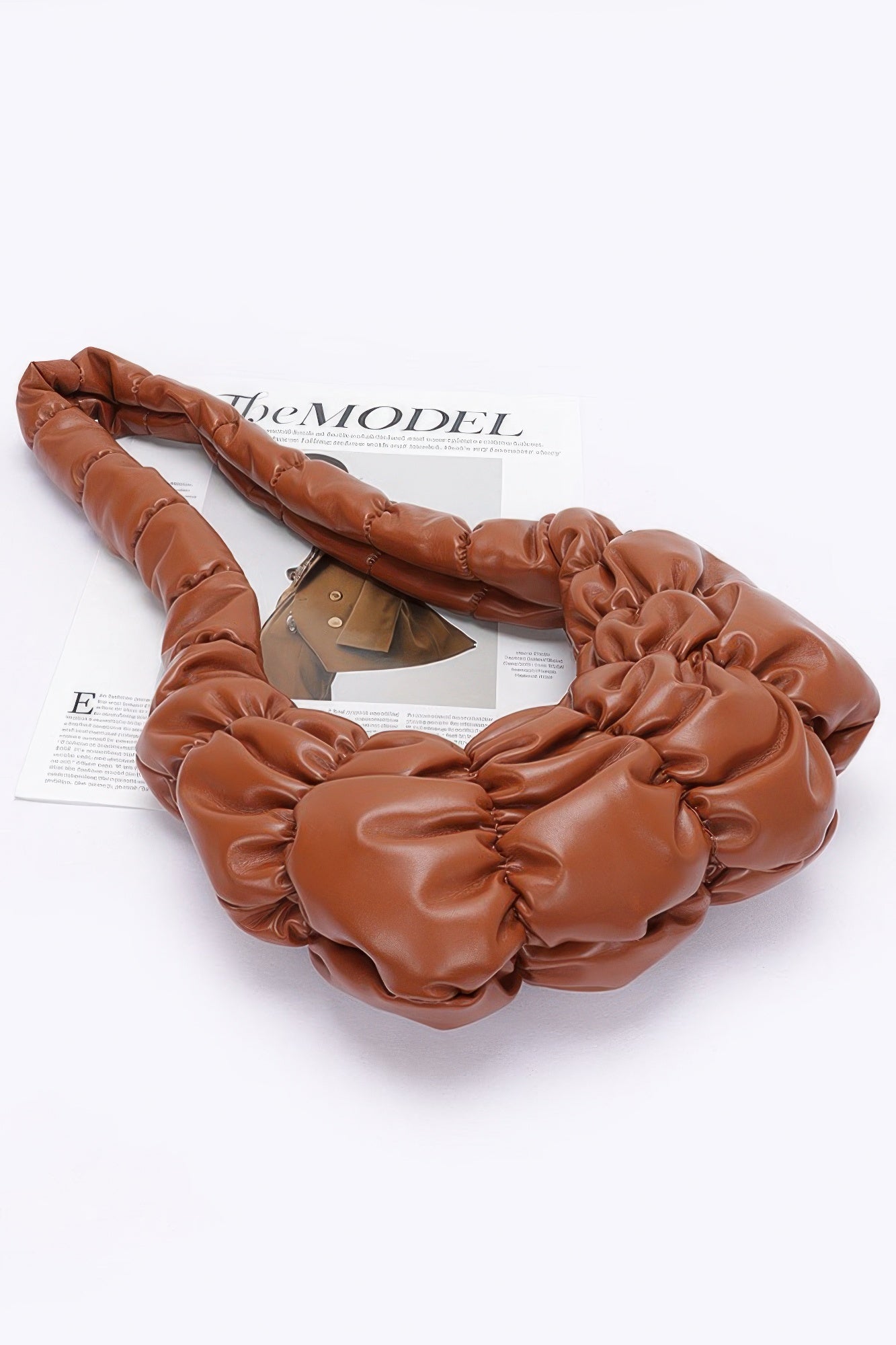 Pleated Faux Leather Crossbody Bag - Farnelli